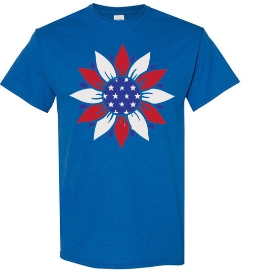Floral USA Patriotic Tee Shirt Top T-Shirt 32276