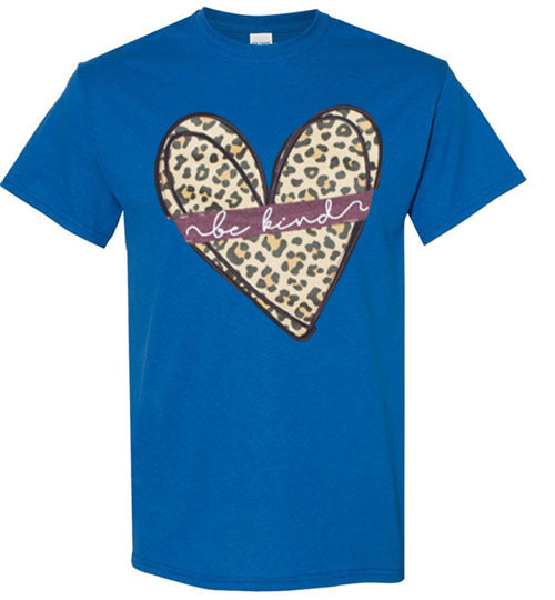 Be Kind Leopard Heart Tee Shirt Top T-Shirt