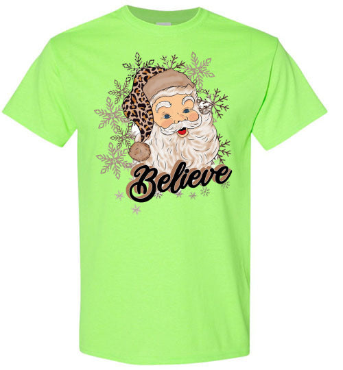 Believe Santa Tee Shirt Top T=Shirt