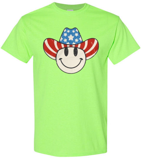 Cowboy Hat Patriotic Tee Shirt Graphic Top 32632