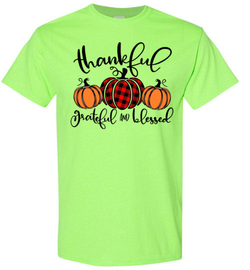 Thankful Grateful Blessed Pumpkins Shirt Top Graphic T-Shirt