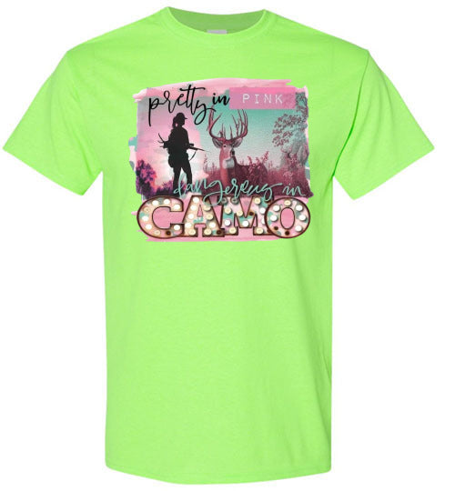 Pretty In Pink Dangerous In Camo Tee Shirt Top T-Shirt