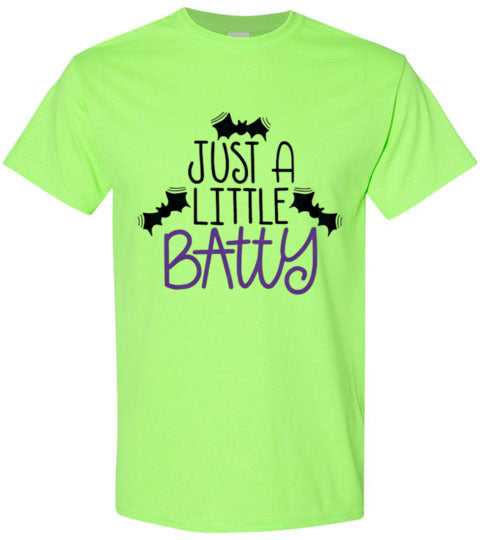 Just A Little Batty Halloween Fall Bat Tee Shirt Top