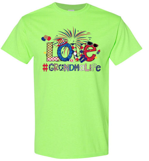 Grandma Life Fireworks Patriotic American USA Graphic Tee Shirt 32453