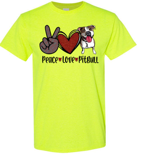 Peace Love Pitbull Dog Tee Shirt Top T-Shirt