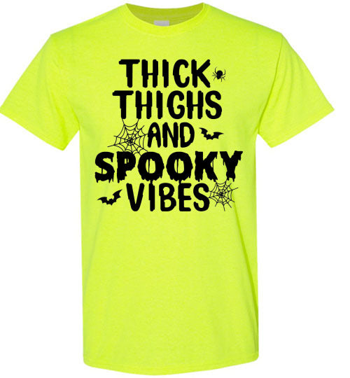 Thick Thighs and Spooky Vibes Halloween Graphic Tee Shirt Top