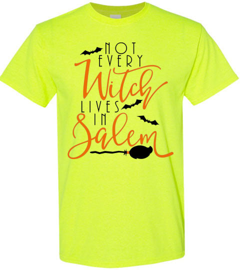 Not Every Witch Lives In Salem Halloween Fall Graphic Tee Shirt Top