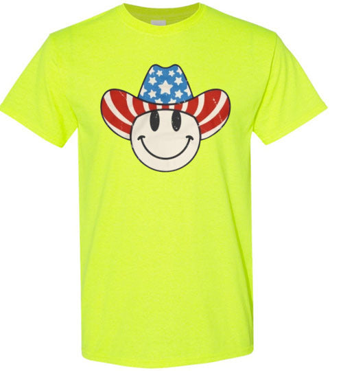 Cowboy Hat Patriotic Tee Shirt Graphic Top 32632