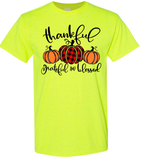 Thankful Grateful Blessed Pumpkins Shirt Top Graphic T-Shirt