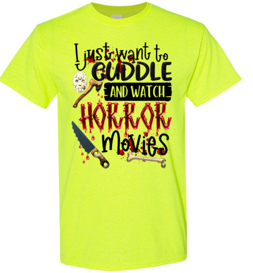 Cuddle and Watch Horror Movies Graphic Tee Shirt Top