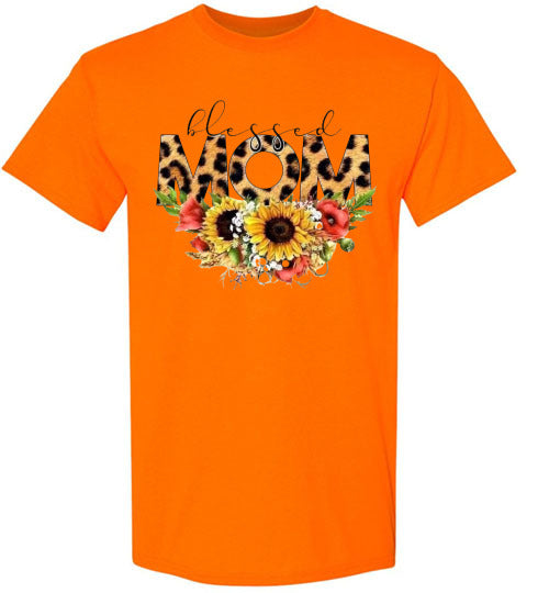 Blessed Mom Leopard Sunflowers Mother's Day Tee Shirt Top T-Shirt