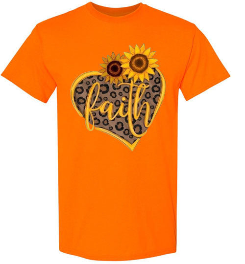 Sunflower Heart Leopard Christian Faith Tee Shirt Top T-Shirt