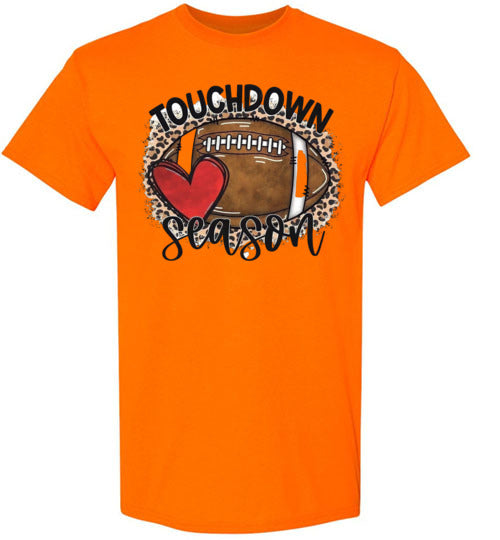 TouchDown Season Fottball Heart Leopard Print Graphic Top Shirt