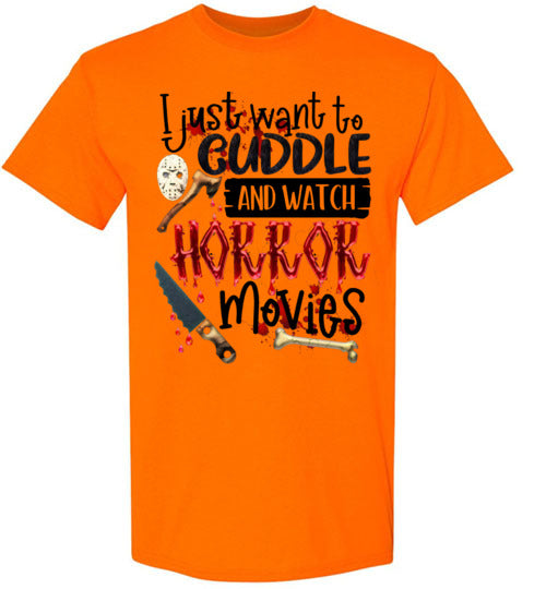 Cuddle and Watch Horror Movies Graphic Tee Shirt Top