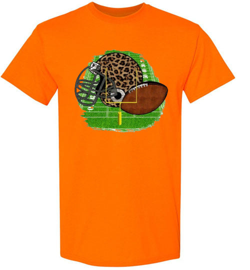 Leopard Football Helmet Graphic Tee Shirt Top