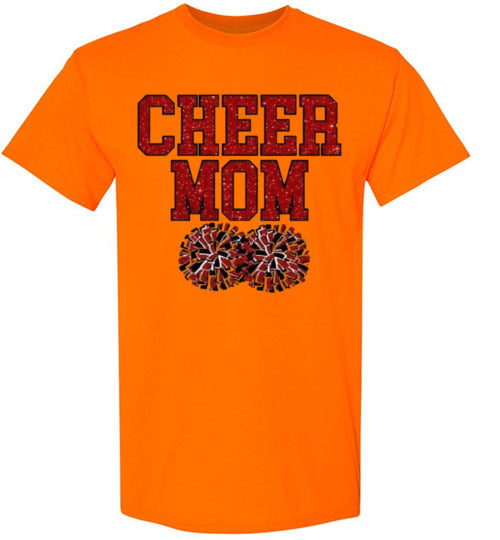 Cheer Mom Sports Football Baseball Basketball Soccer Ball Grpahic Tee Shirt Top