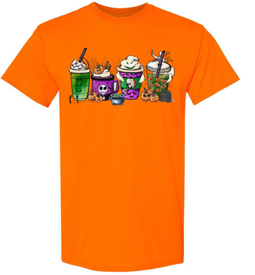 Halloween Starbucks Latte Cappachino Coffee Graphic Tee Shirt Top