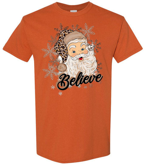 Believe Santa Tee Shirt Top T=Shirt