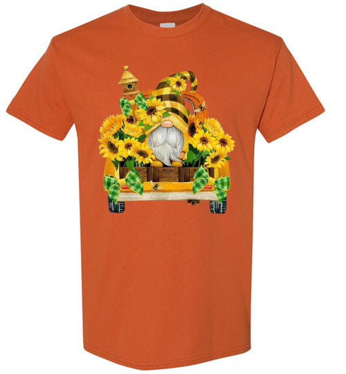 Fall Sunflower Gnome Graphic Tee Shirt Top