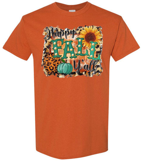Happy Fall Y'all Graphic Tee Shirt Top