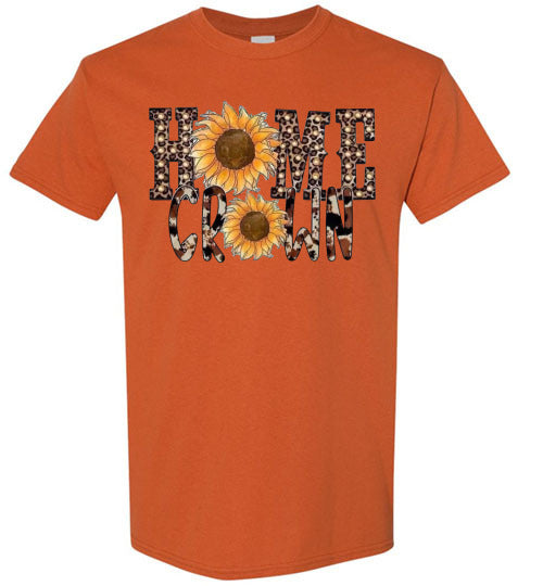 Home Grown Leopard Sunflowers Graphic Tee Shirt Top