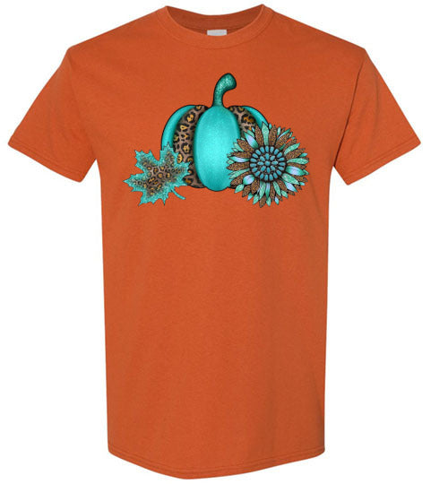 Leopard Pumpkin Fall Graphic Tee Shirt Top