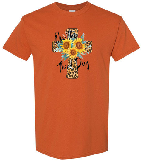 Leopard Cross Sunflower Graphic Tee Shirt Top