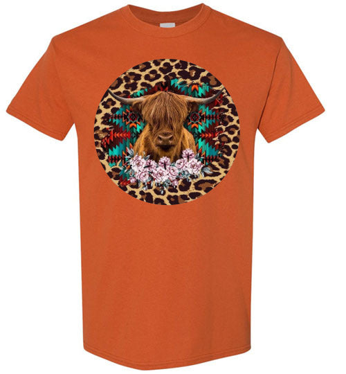 Leopard Country Glam Cow Graphic Tee Shirt Top