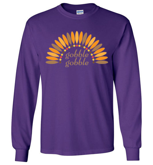 Gobble Gobble Turkey Thanksgiving Long Sleeve Graphic Tee Shirt Top