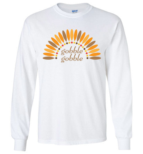 Gobble Gobble Turkey Thanksgiving Long Sleeve Graphic Tee Shirt Top