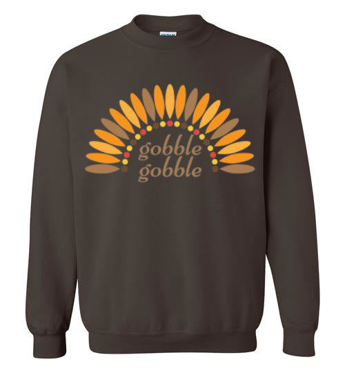 Gobble Gobble Turkey Thanksgiving Graphic Sweat Shirt Top