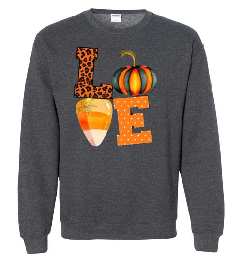 Leopard Pumpkin Candy Corn Graphic Sweatshirt Top Shirt
