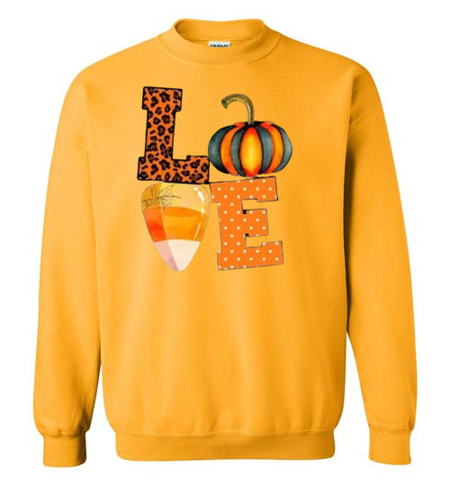 Leopard Pumpkin Candy Corn Graphic Sweatshirt Top Shirt