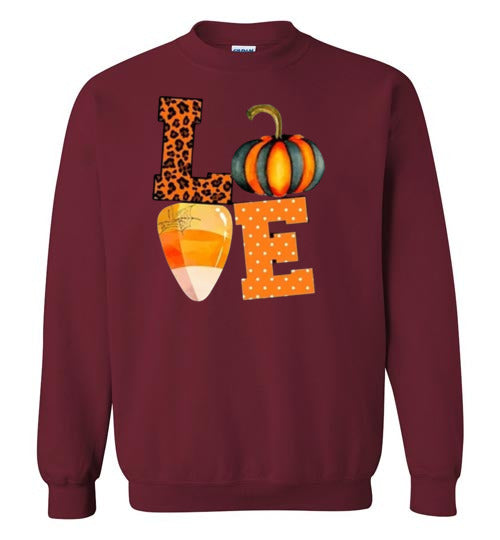 Leopard Pumpkin Candy Corn Graphic Sweatshirt Top Shirt