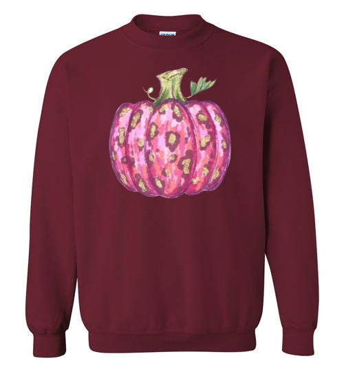 Pink Leopard Pumpkin Fall Graphic Sweatshirt