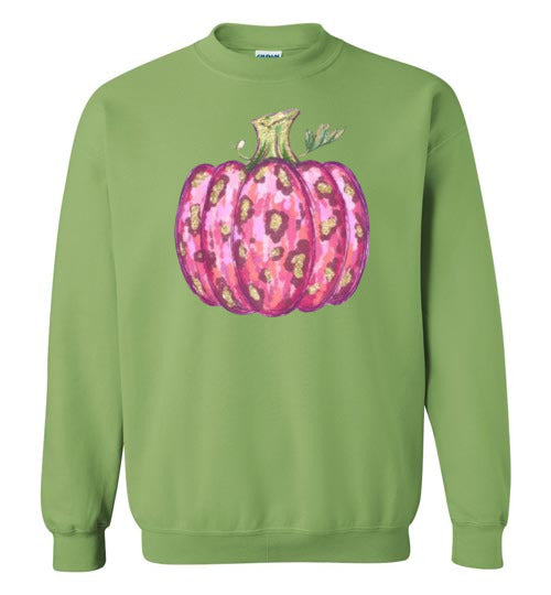 Pink Leopard Pumpkin Fall Graphic Sweatshirt