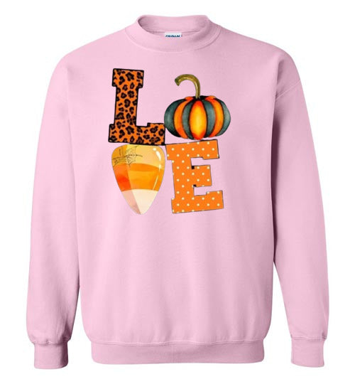 Leopard Pumpkin Candy Corn Graphic Sweatshirt Top Shirt