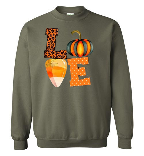 Leopard Pumpkin Candy Corn Graphic Sweatshirt Top Shirt