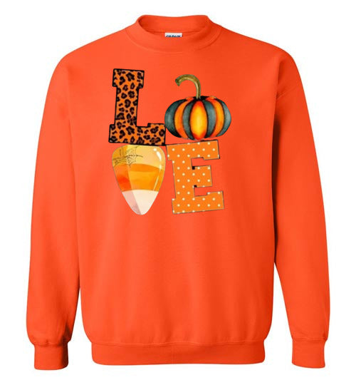 Leopard Pumpkin Candy Corn Graphic Sweatshirt Top Shirt