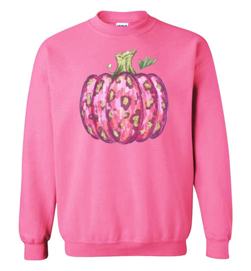 Pink Leopard Pumpkin Fall Graphic Sweatshirt
