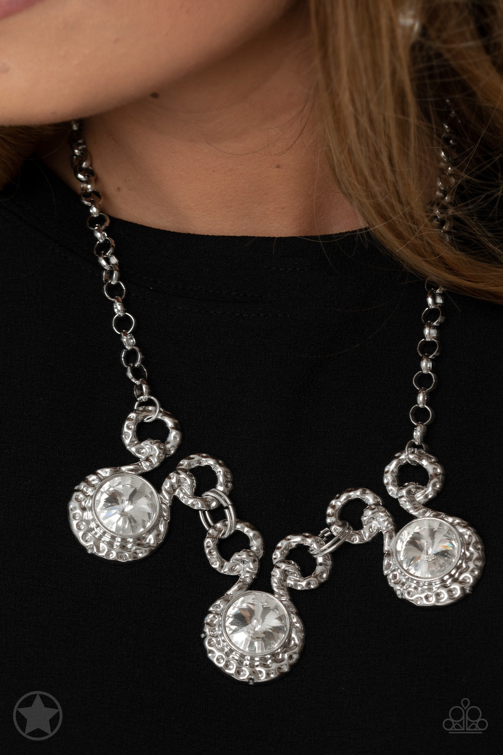 Hypnotized - Silver Blockbuster Necklace Earring Jewelry Set 017