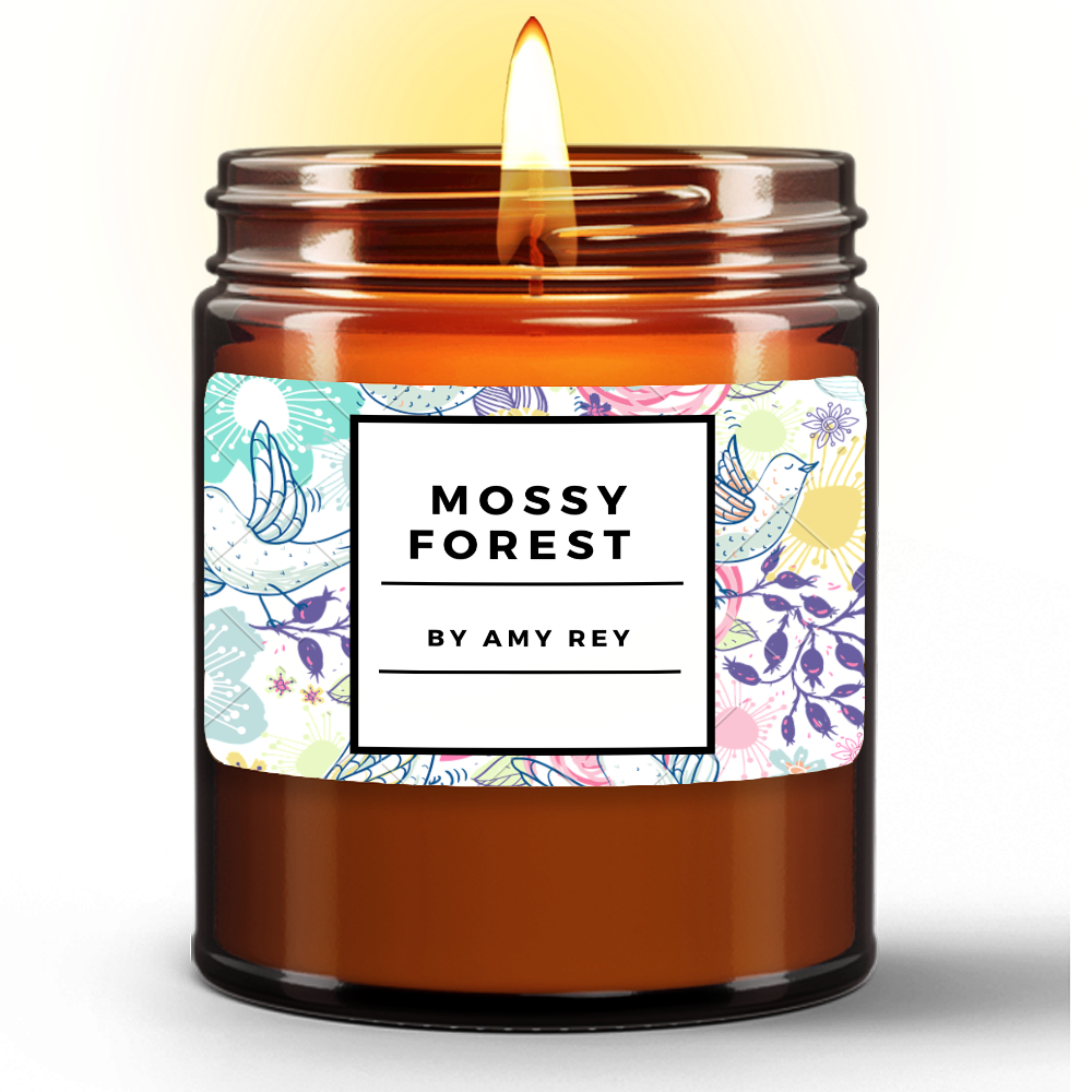 Mossy Forest Natural Wax Candle in Amber Jar (9oz)