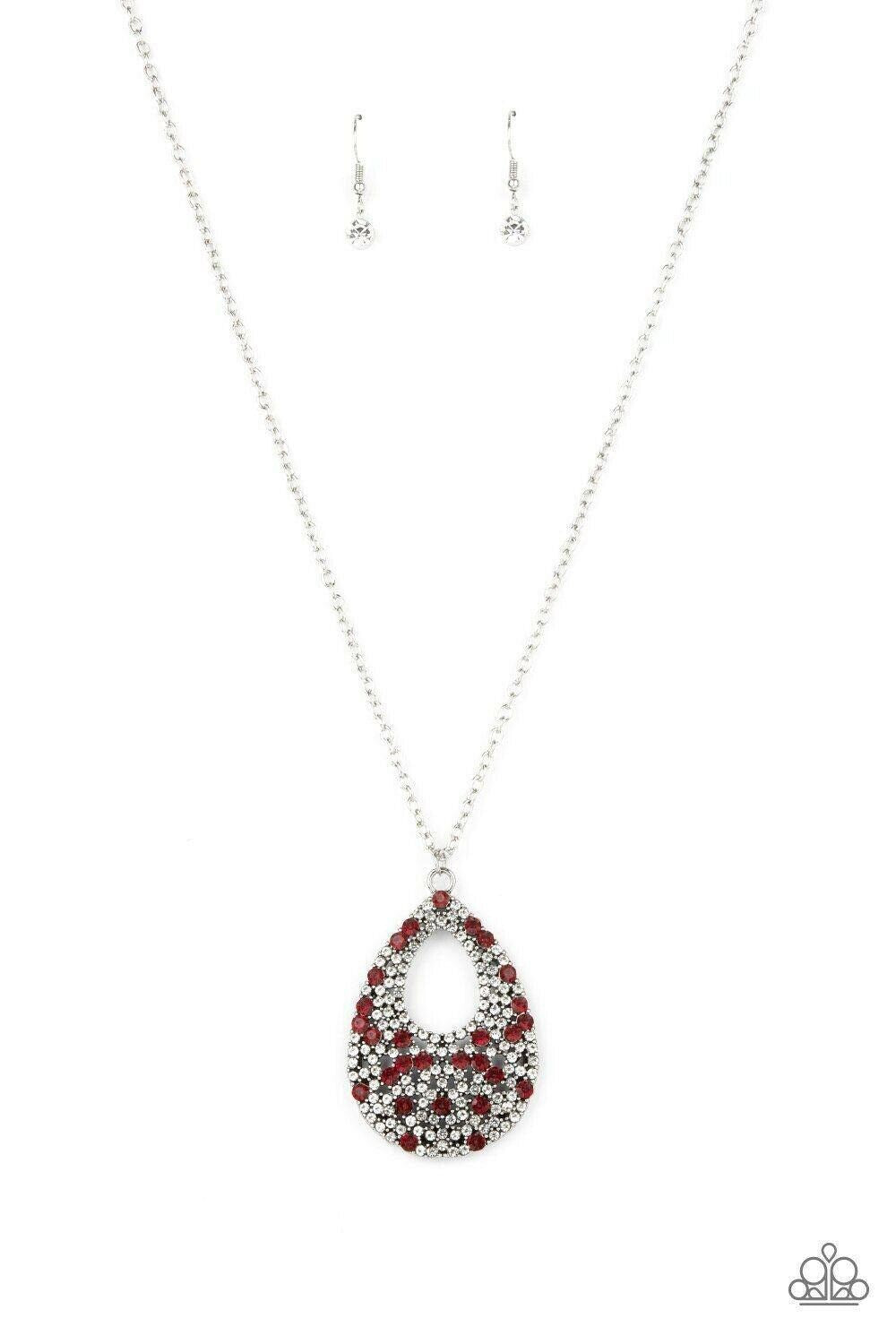 High Society Stargazing - Red Necklace Earring Set Paparazzi Jewelry Accessories 3249