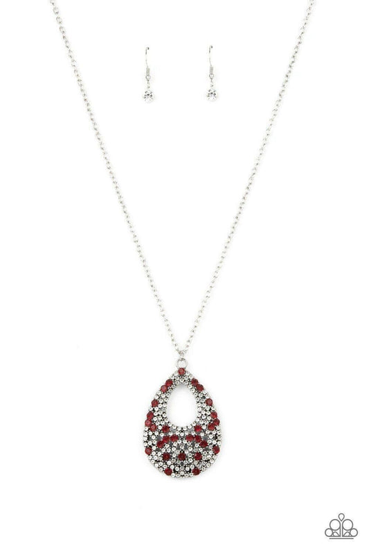 High Society Stargazing - Red Necklace Earring Set Paparazzi Jewelry Accessories 3249