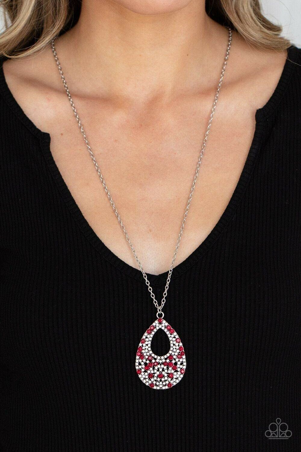 High Society Stargazing - Red Necklace Earring Set Paparazzi Jewelry Accessories 3249