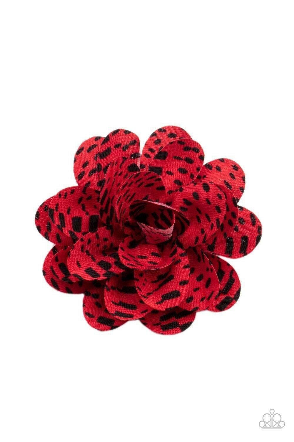 Patterned Paradise - Red Hair Flower Clip Accessory Paparazzi Jewelry 3265