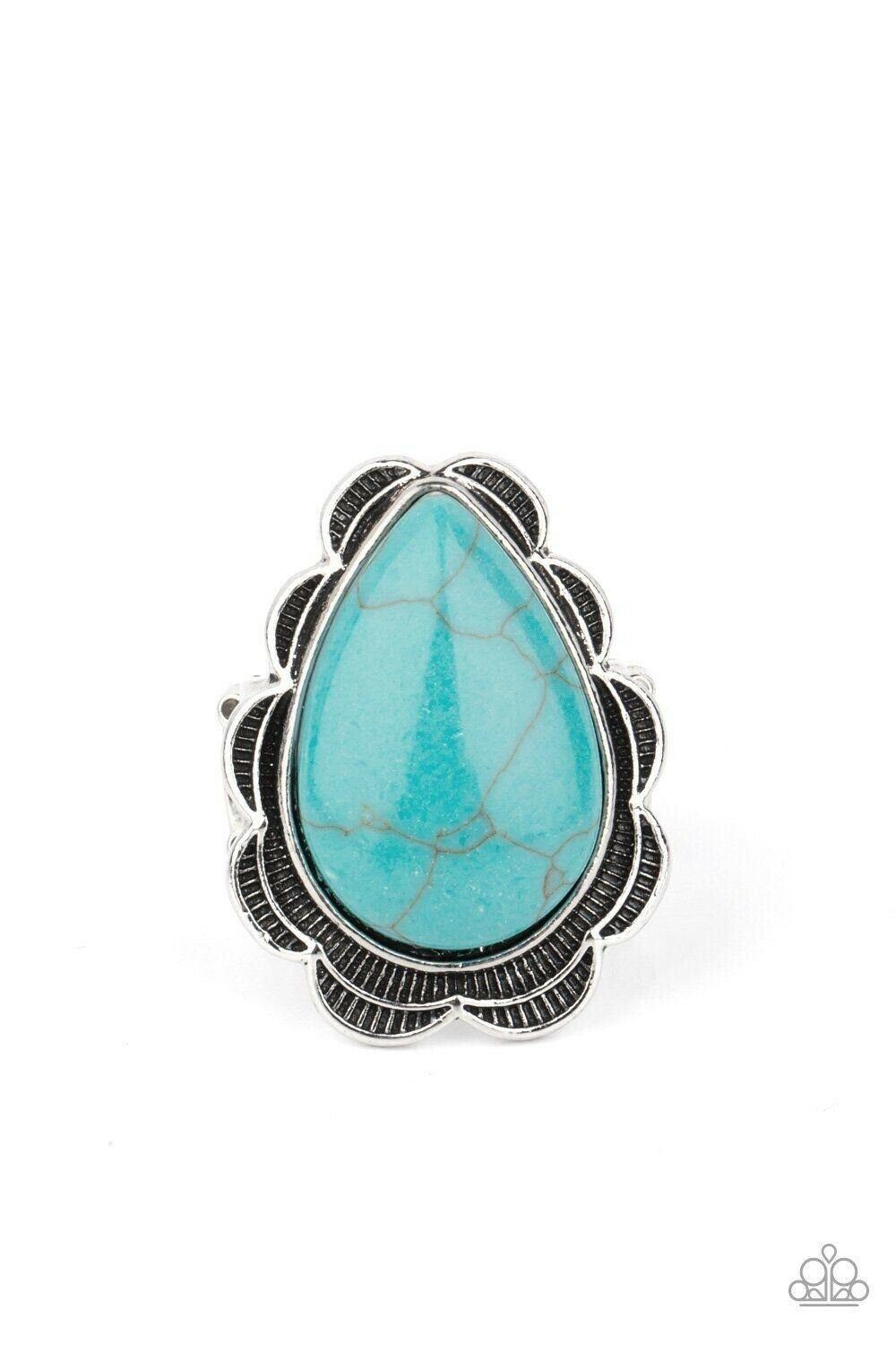 BADLANDS Romance - Blue Stretchy Ring Paparazzi Jewelry Accessories 7811