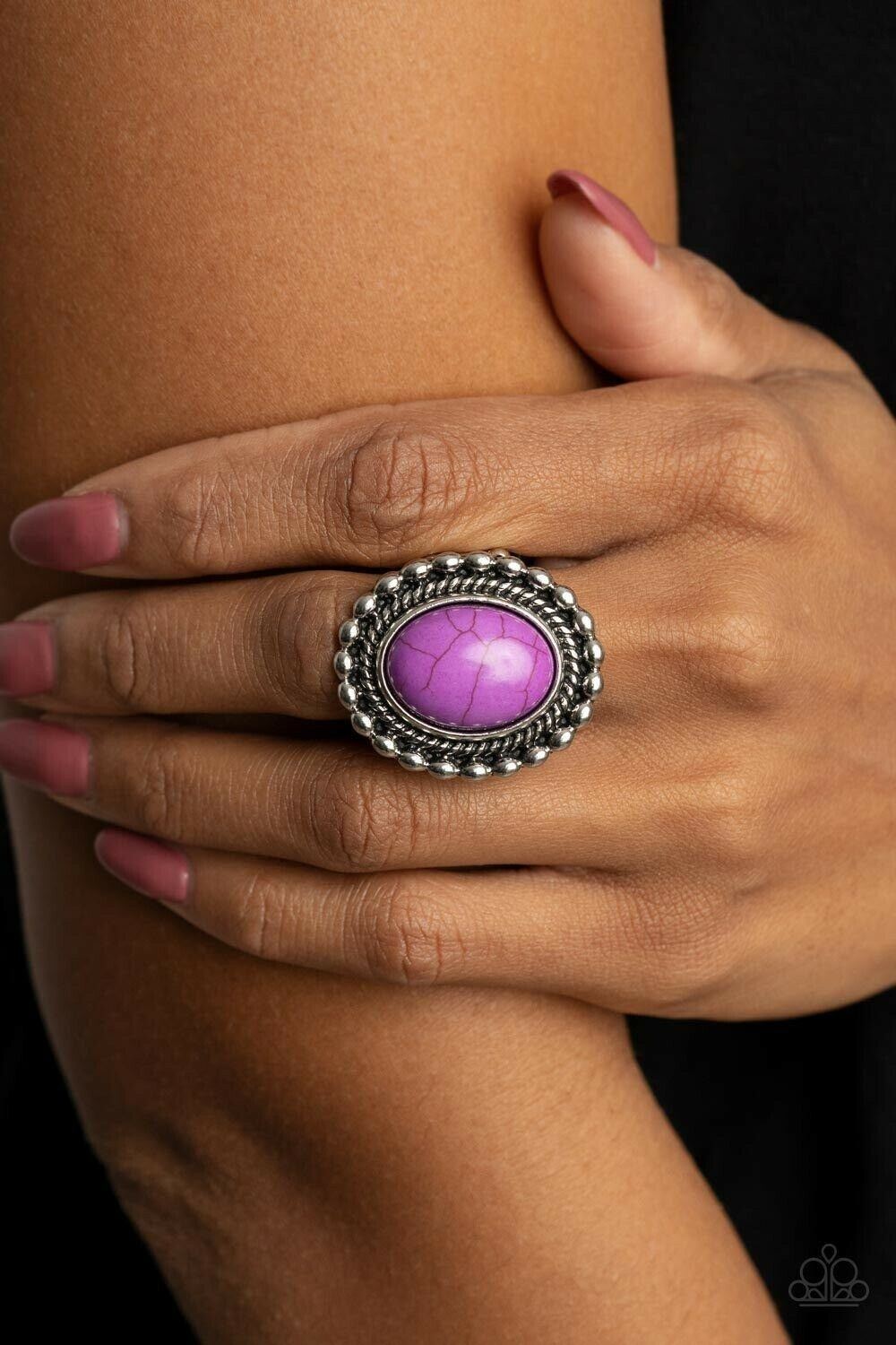 Sedona Soul - Purple Stretchy Ring Paparazzi Jewelry Accessories 7806