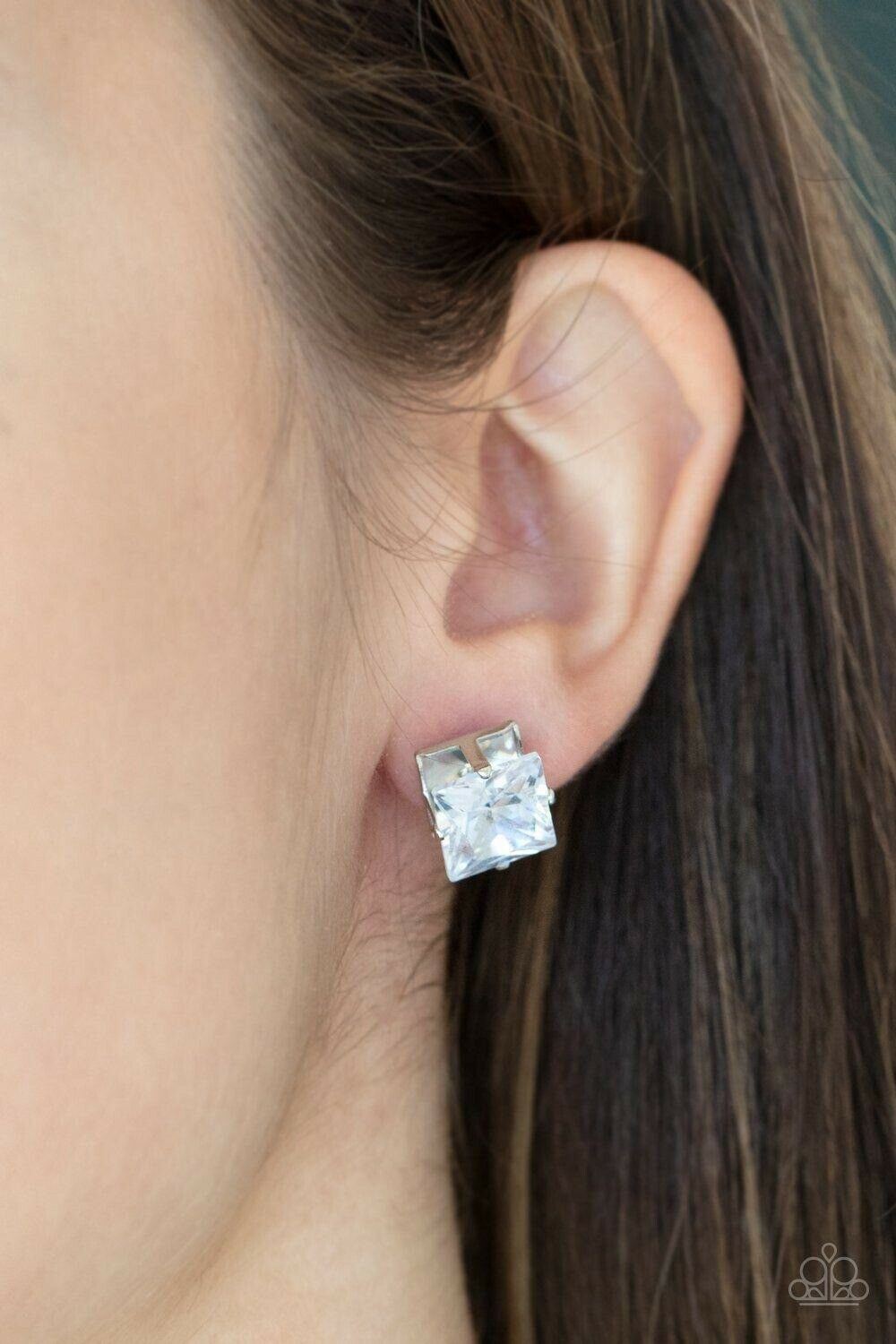 Times Square Timeless - White Earrings Paparazzi Jewelry Accessories 3263