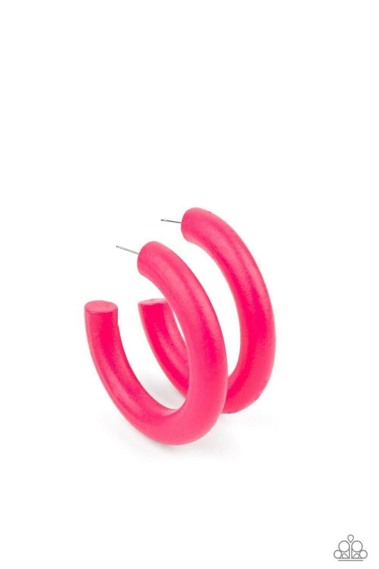Woodsy Wonder - Pink Hoop Earrings Paparazzi Jewelry Accessories 801